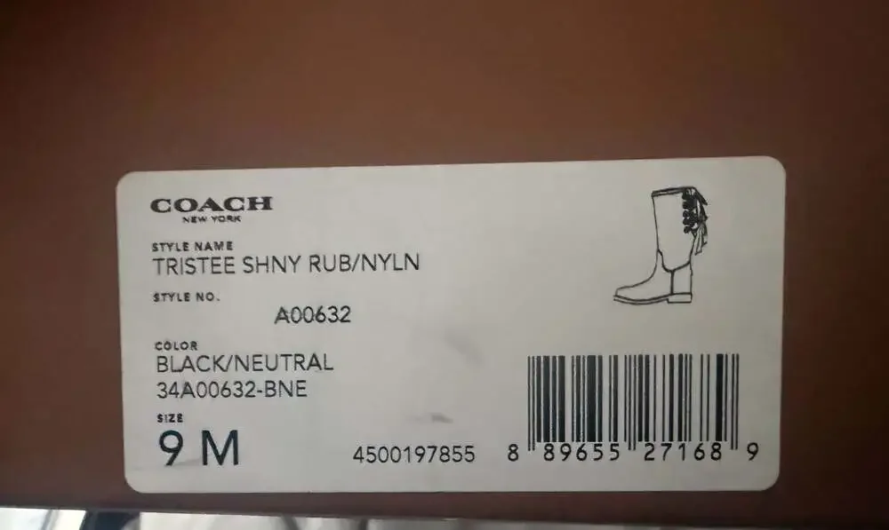 Coach Tristee Shny Rub/Nyln Black/Neutral Rain Boots